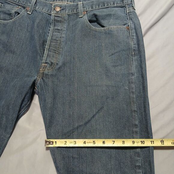 Levis 501xx Jeans Mens 38x34 Fits 38x32 Straight Button Fly Dark Wash Biker Moto - Picture 7 of 13